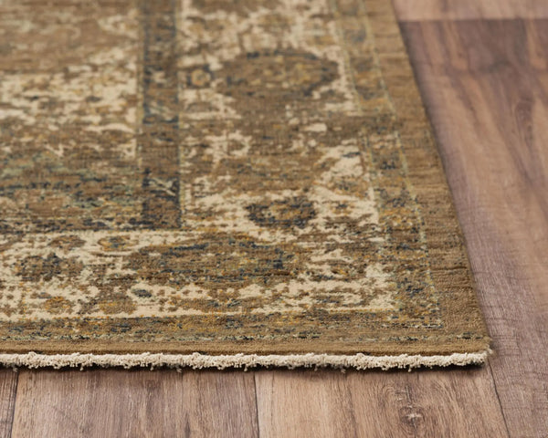 5' X 8' Brown Beige Ivory And Green Wool Oriental Hand Carved Handmade Area Rug Homeroots Home Decor