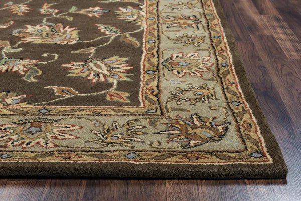 5' X 8' Brown Taupe Sage Blue Rust And Tan Wool Oriental Hand Tufted Area Rug Homeroots Home Decor