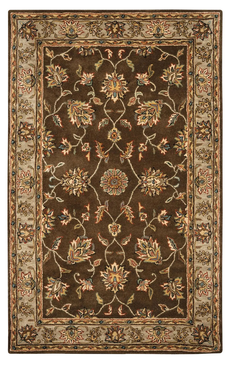 5' X 8' Brown Taupe Sage Blue Rust And Tan Wool Oriental Hand Tufted Area Rug Homeroots Home Decor