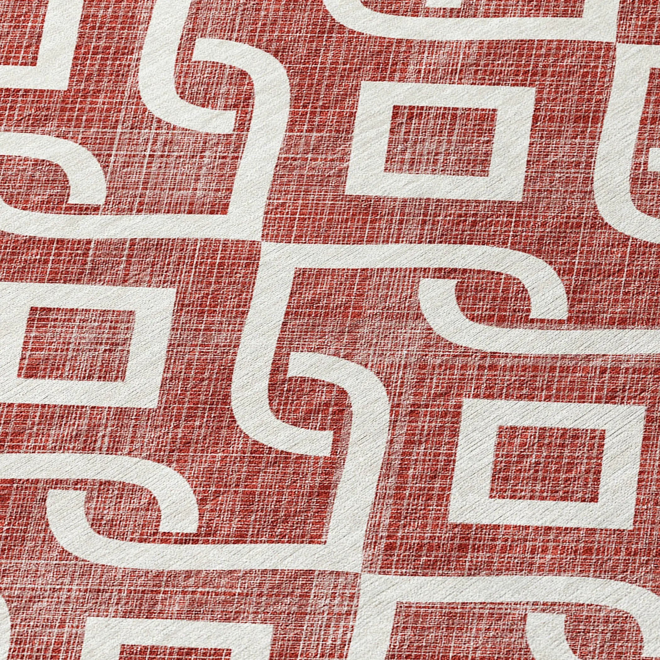 5' X 8' Burgundy And Ivory Geometric Washable Indoor Outdoor Area Rug Homeroots Outdoor