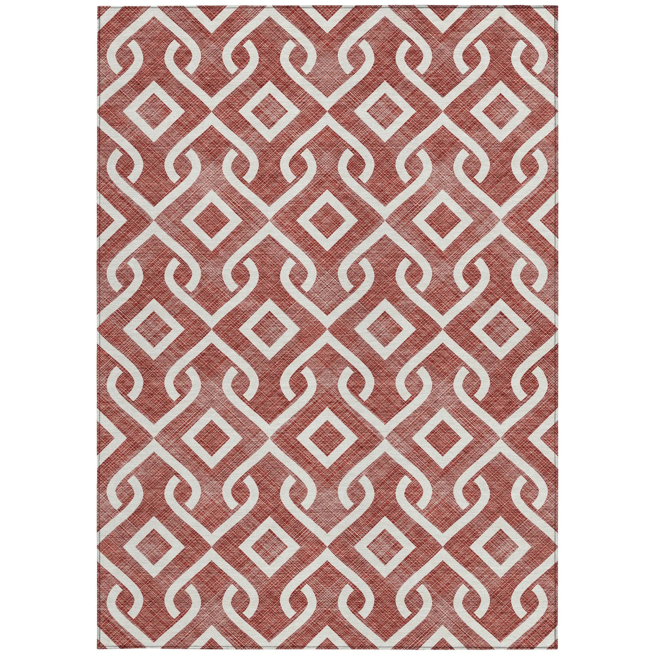 5' X 8' Burgundy And Ivory Geometric Washable Indoor Outdoor Area Rug Homeroots Outdoor
