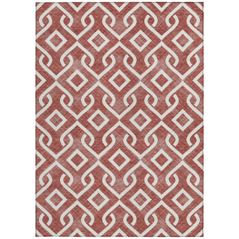 5' X 8' Burgundy And Ivory Geometric Washable Indoor Outdoor Area Rug Homeroots Outdoor