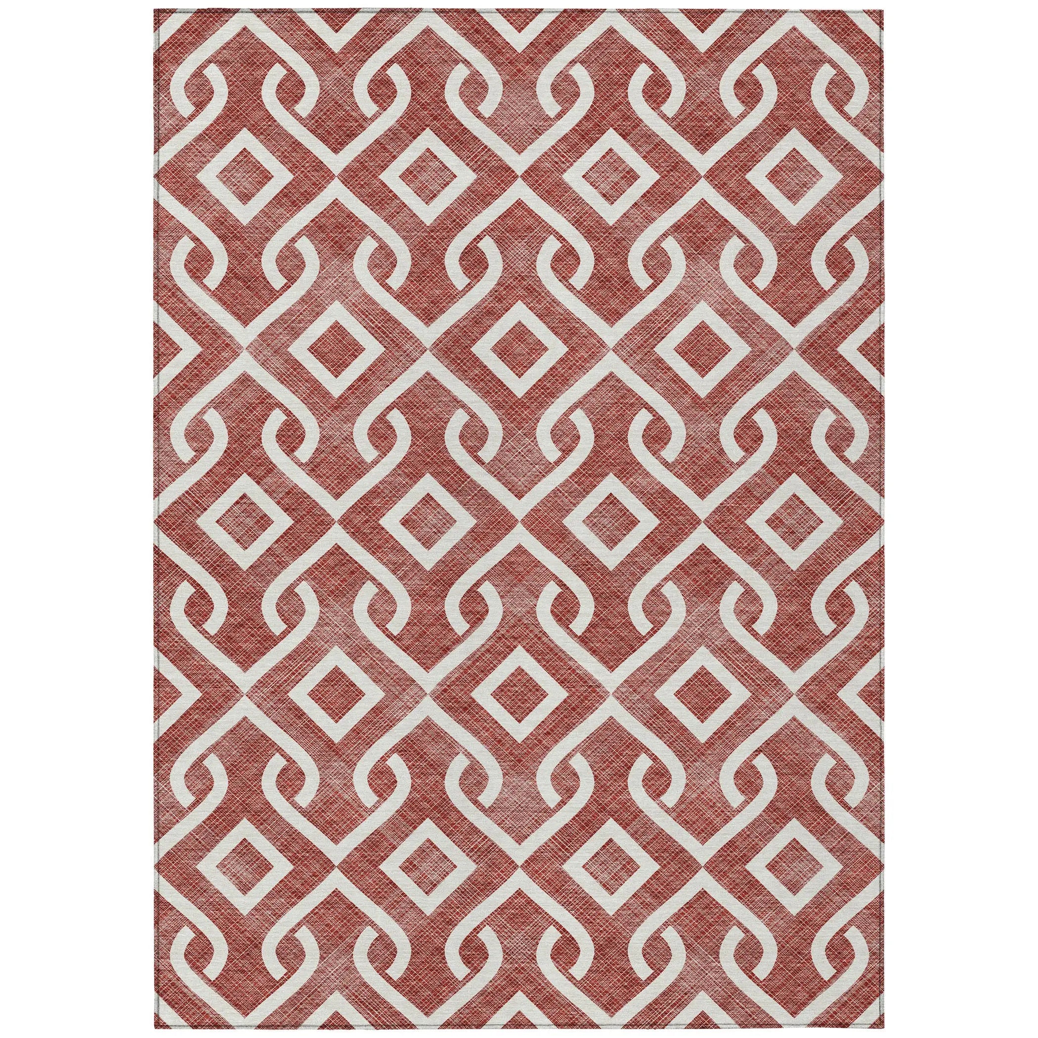 5' X 8' Burgundy And Ivory Geometric Washable Indoor Outdoor Area Rug Homeroots Outdoor