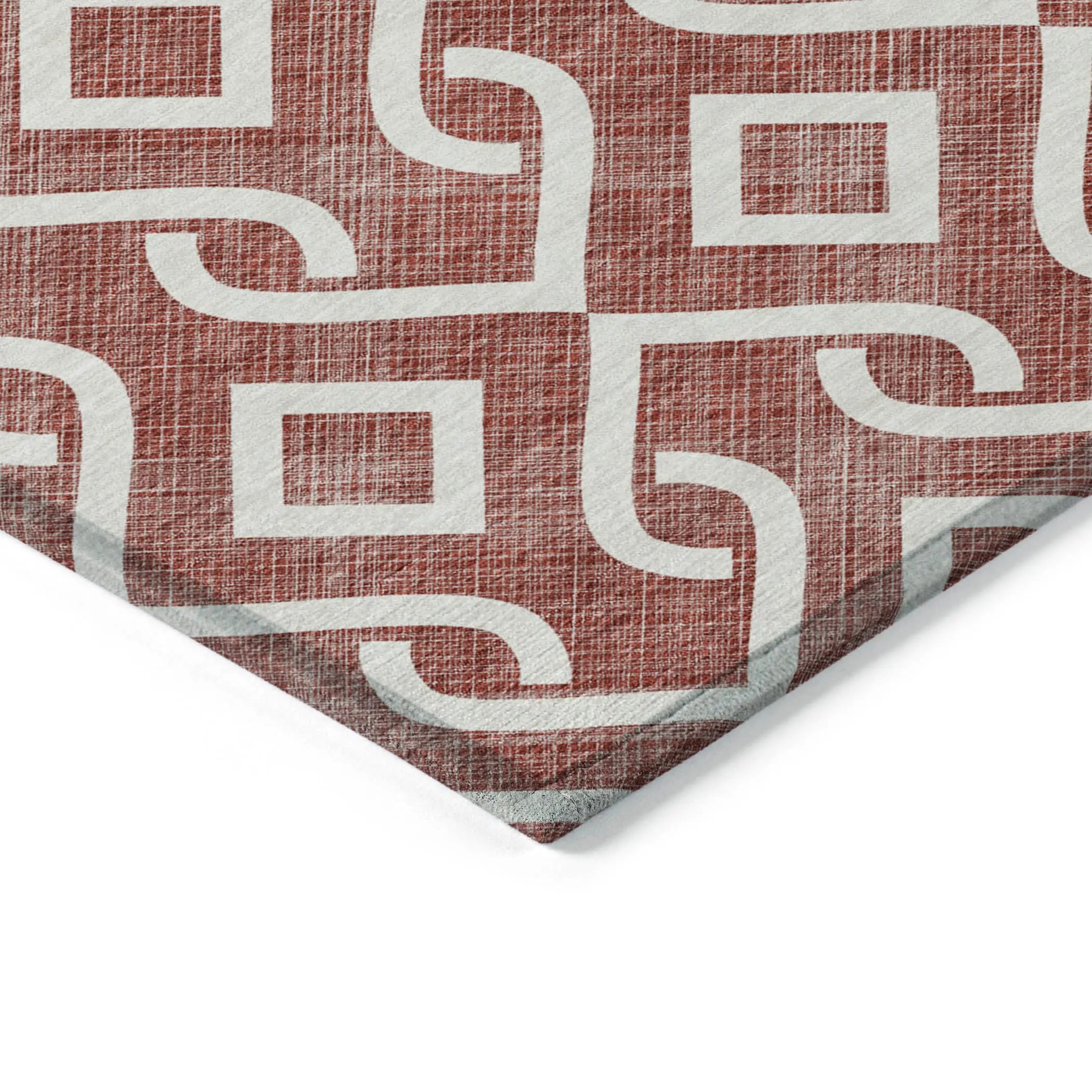 5' X 8' Burgundy And Ivory Geometric Washable Indoor Outdoor Area Rug Homeroots Outdoor