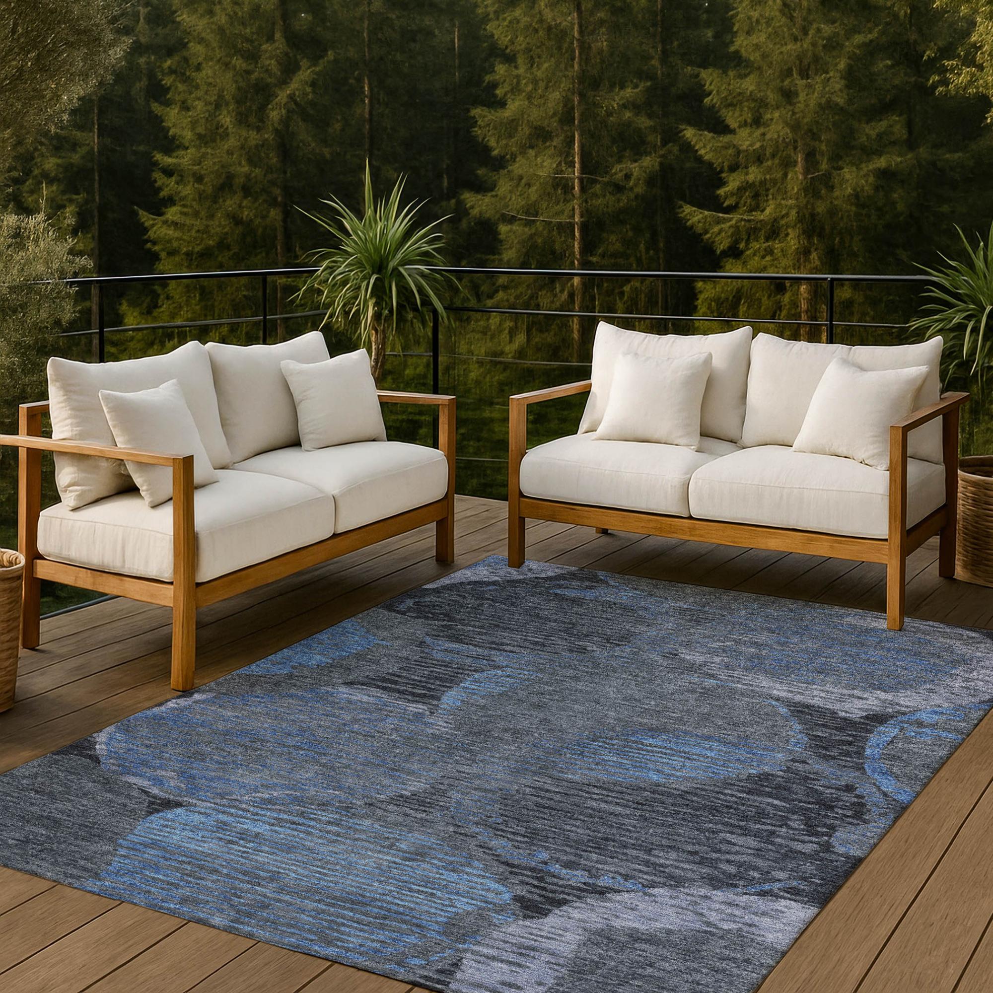 5' X 8' Charcoal And Gray Geometric Washable Indoor Outdoor Area Rug Homeroots Outdoor