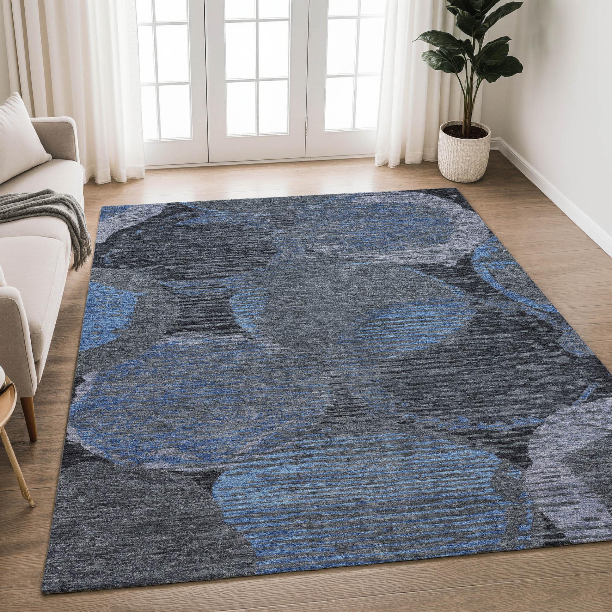 5' X 8' Charcoal And Gray Geometric Washable Indoor Outdoor Area Rug Homeroots Outdoor
