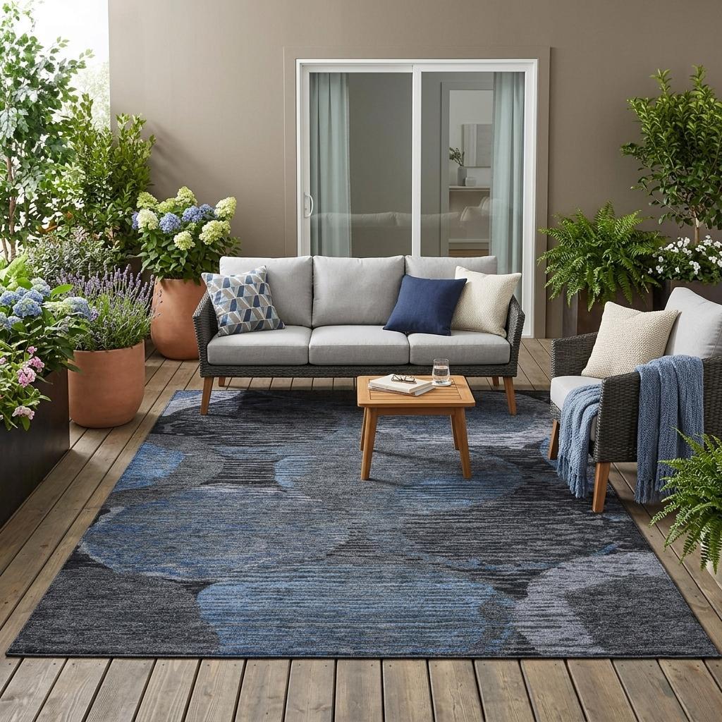 5' X 8' Charcoal And Gray Geometric Washable Indoor Outdoor Area Rug Homeroots Outdoor