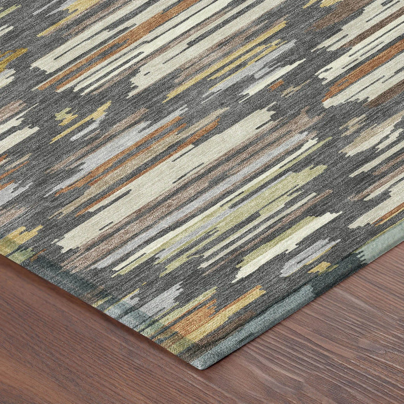 5' X 8' Charcoal And Gray Southwestern Washable Indoor Outdoor Area Rug Homeroots Outdoor
