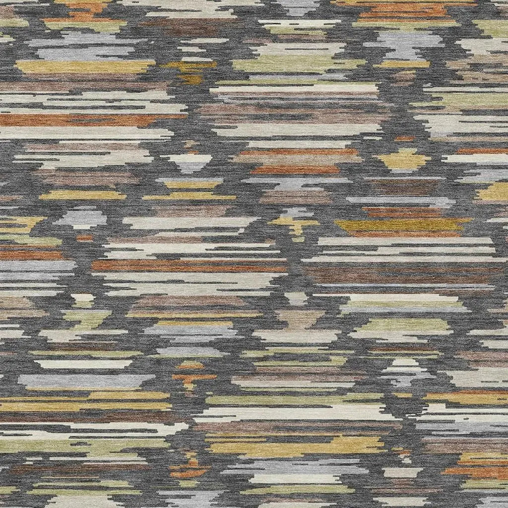 5' X 8' Charcoal And Gray Southwestern Washable Indoor Outdoor Area Rug Homeroots Outdoor