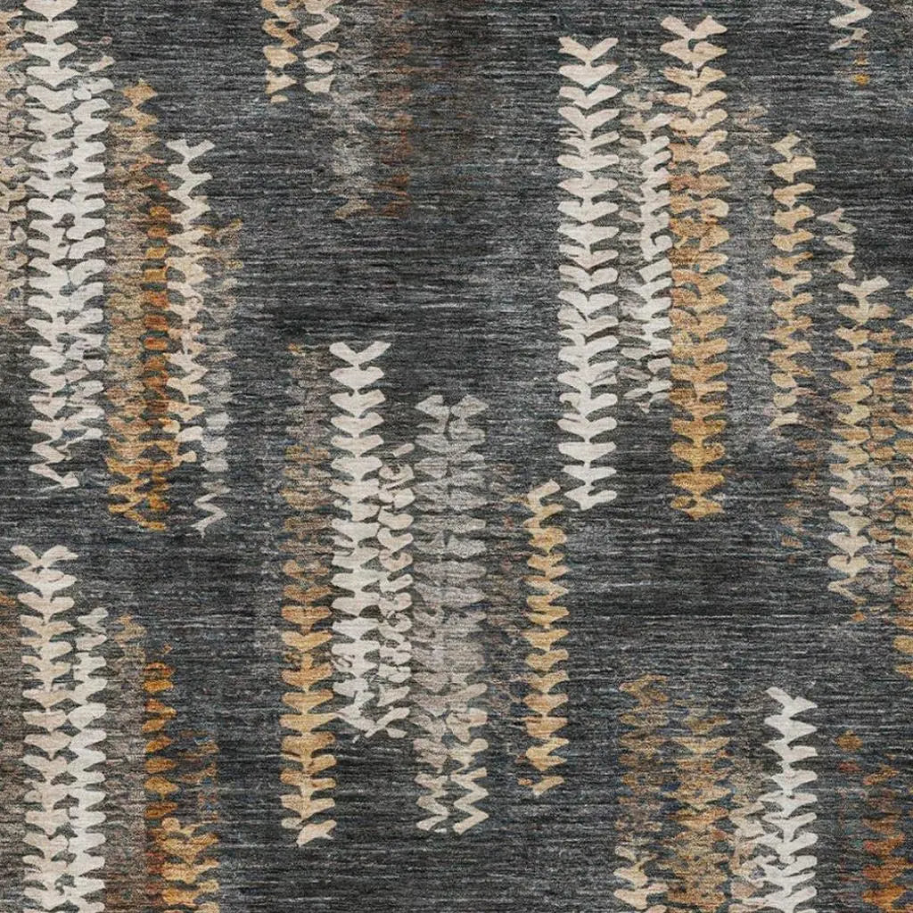 5' X 8' Charcoal And Gray Striped Washable Indoor Outdoor Area Rug Homeroots Outdoor