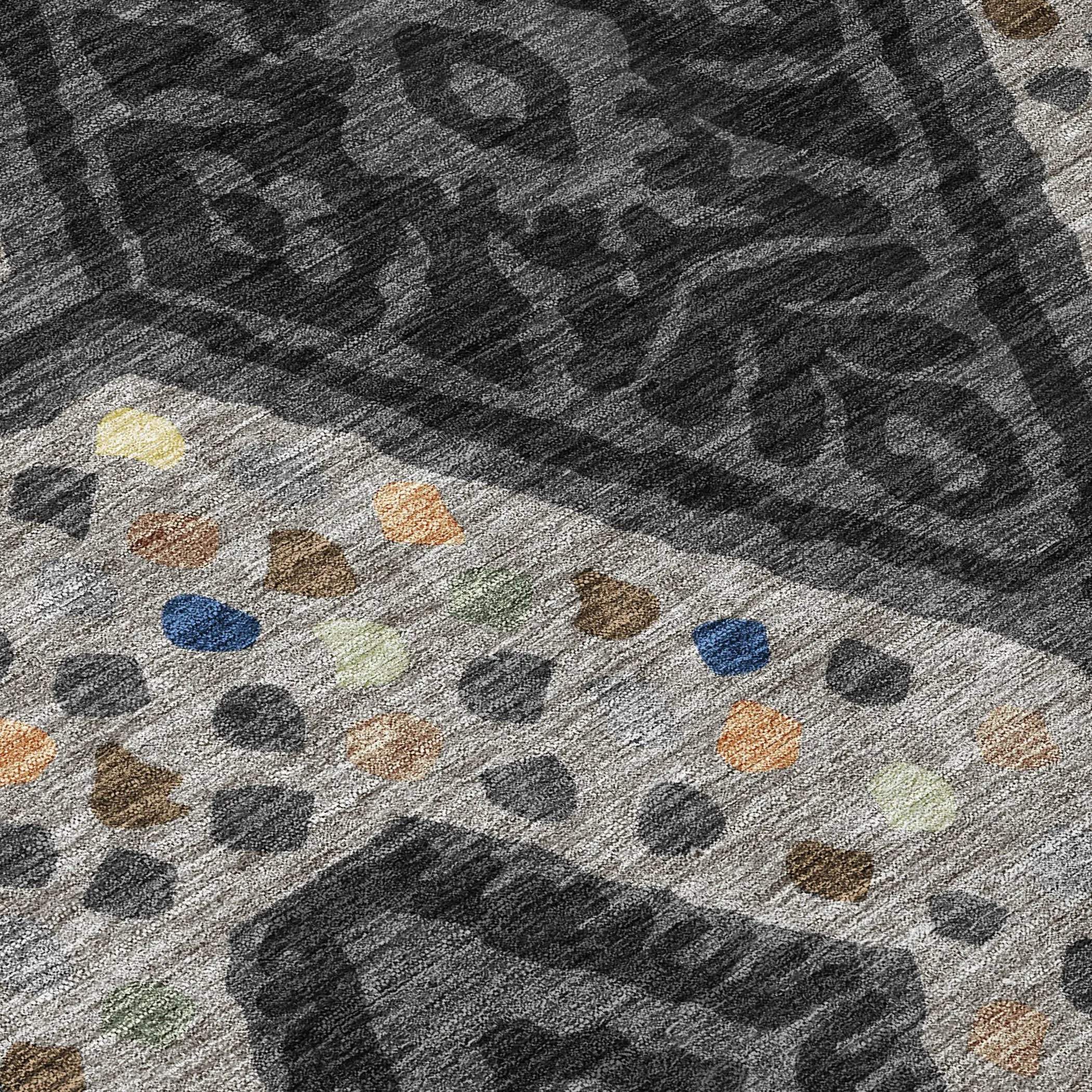 5' X 8' Charcoal And Gray Tribal Washable Indoor Outdoor Area Rug Homeroots Outdoor