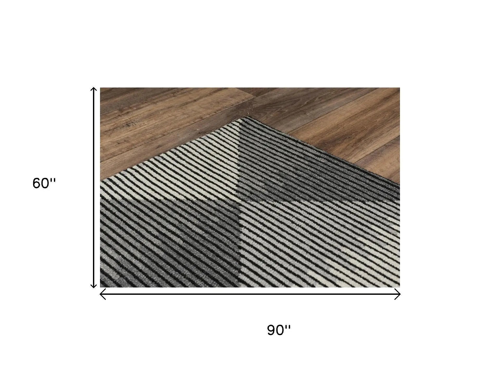 5' X 8' Charcoal And Gray Wool Geometric Hand Tufted Area Rug Homeroots Home Decor