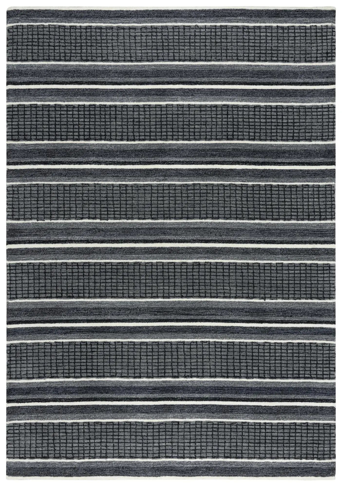5' X 8' Charcoal And Gray Wool Striped Hand Tufted Area Rug Homeroots Home Decor