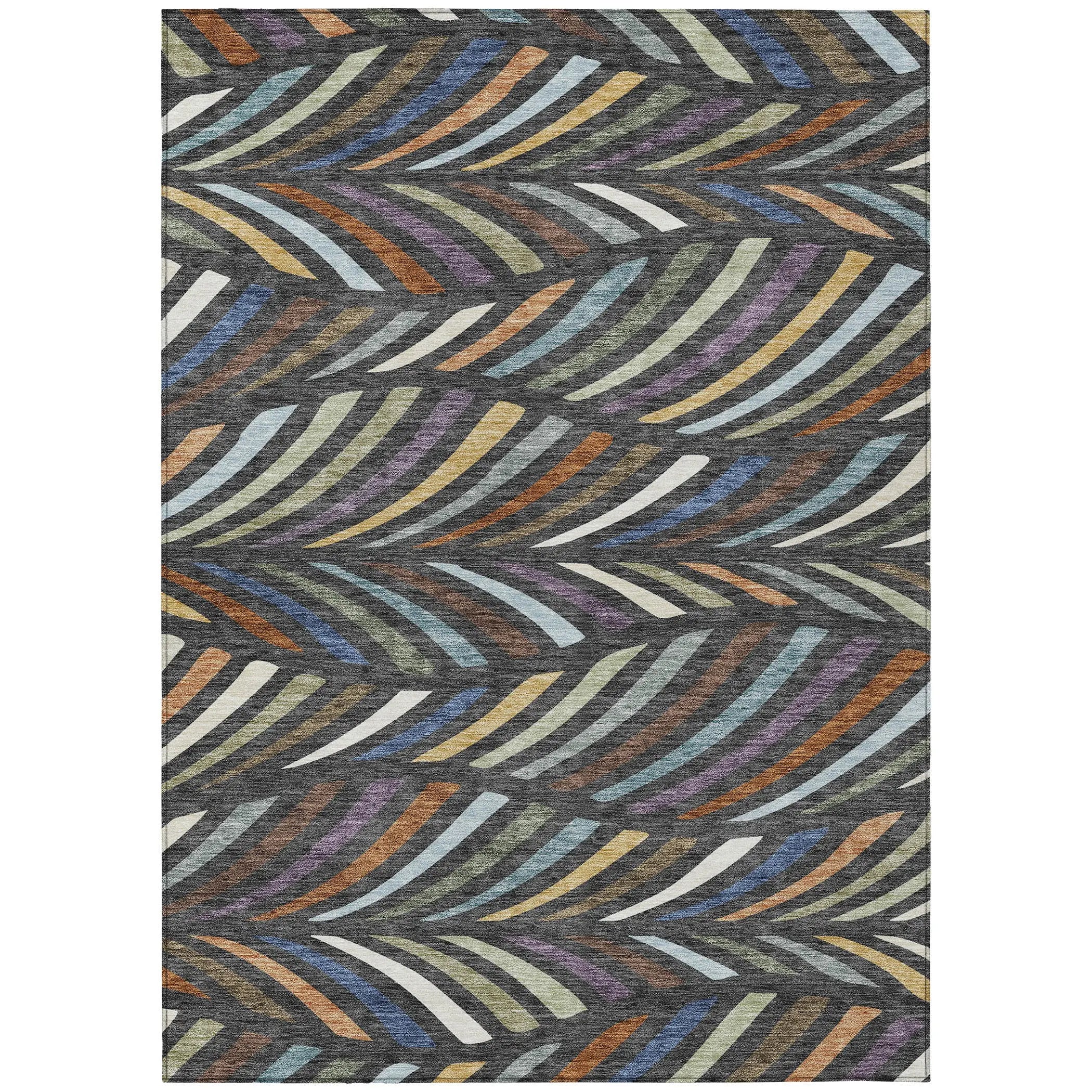 5' X 8' Charcoal And Green Abstract Washable Indoor Outdoor Area Rug Homeroots Outdoor