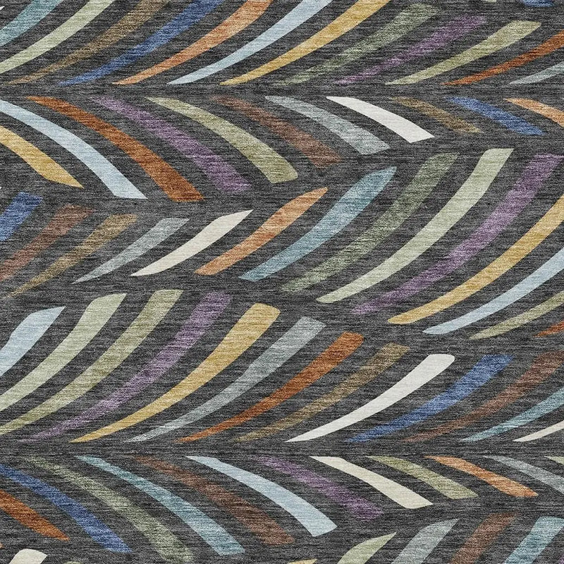 5' X 8' Charcoal And Green Abstract Washable Indoor Outdoor Area Rug Homeroots Outdoor