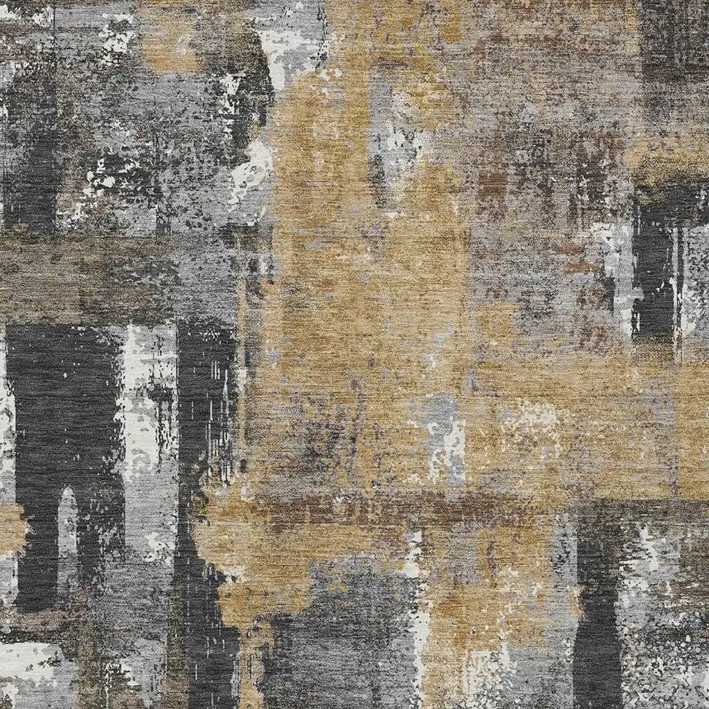 5' X 8' Charcoal And Ivory Abstract Washable Indoor Outdoor Area Rug Homeroots Outdoor