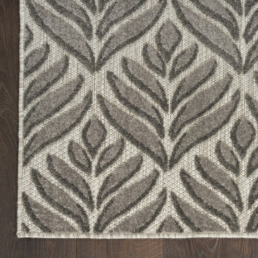 5' X 8' Charcoal Floral Stain Resistant Non Skid Area Rug Homeroots Outdoor