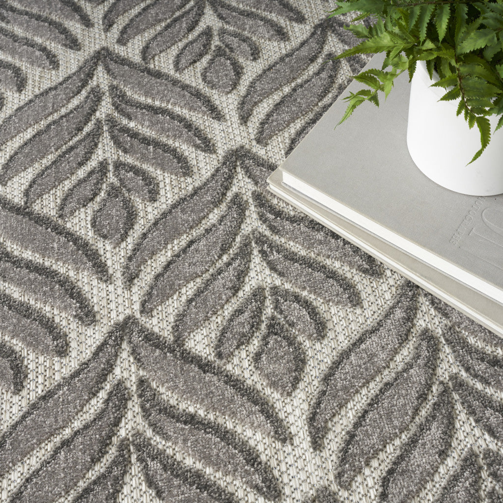 5' X 8' Charcoal Floral Stain Resistant Non Skid Area Rug Homeroots Outdoor