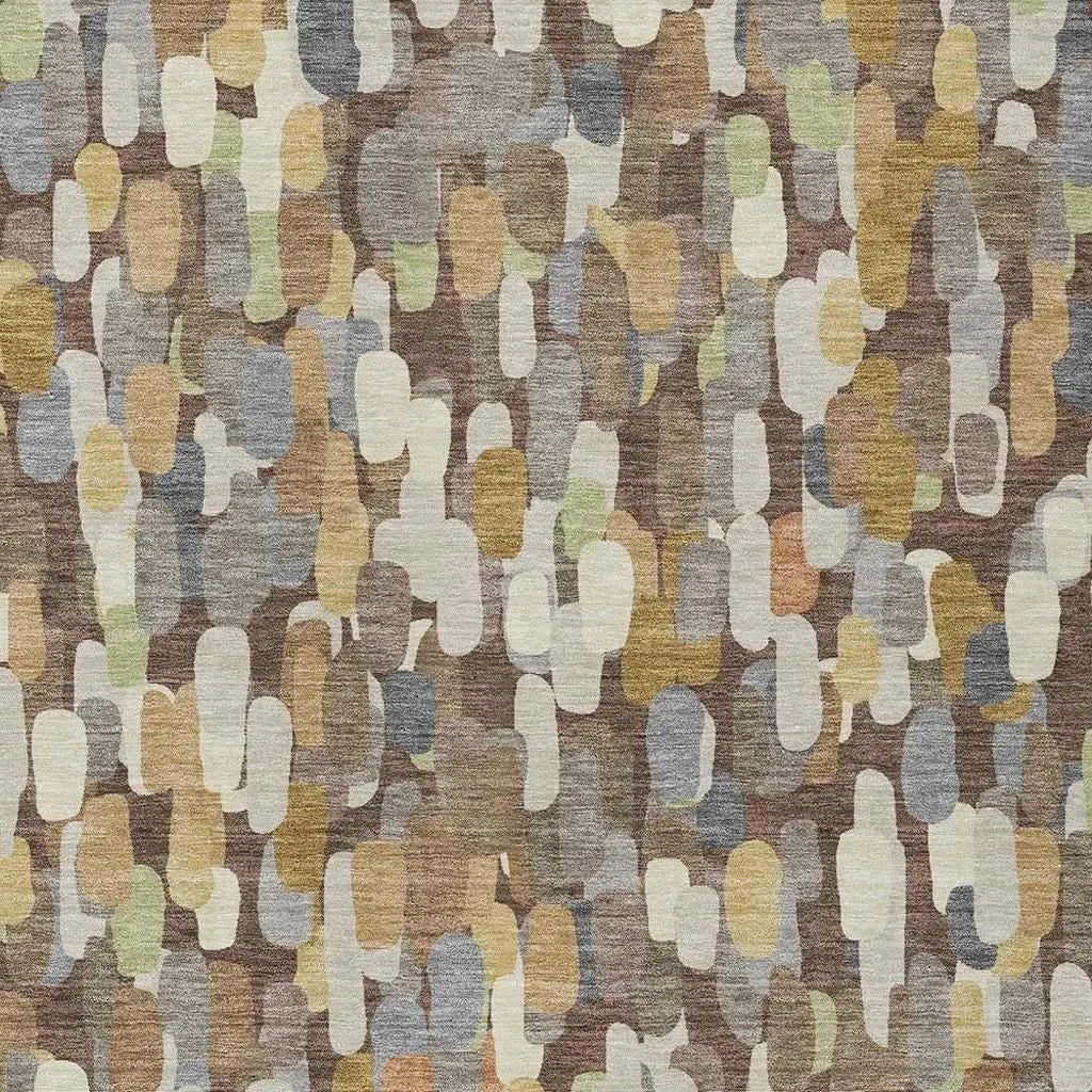 5' X 8' Chocolate And Beige Abstract Washable Indoor Outdoor Area Rug Homeroots Outdoor