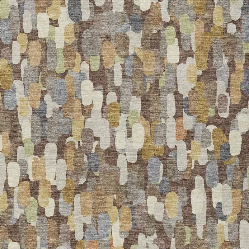5' X 8' Chocolate And Beige Abstract Washable Indoor Outdoor Area Rug Homeroots Outdoor