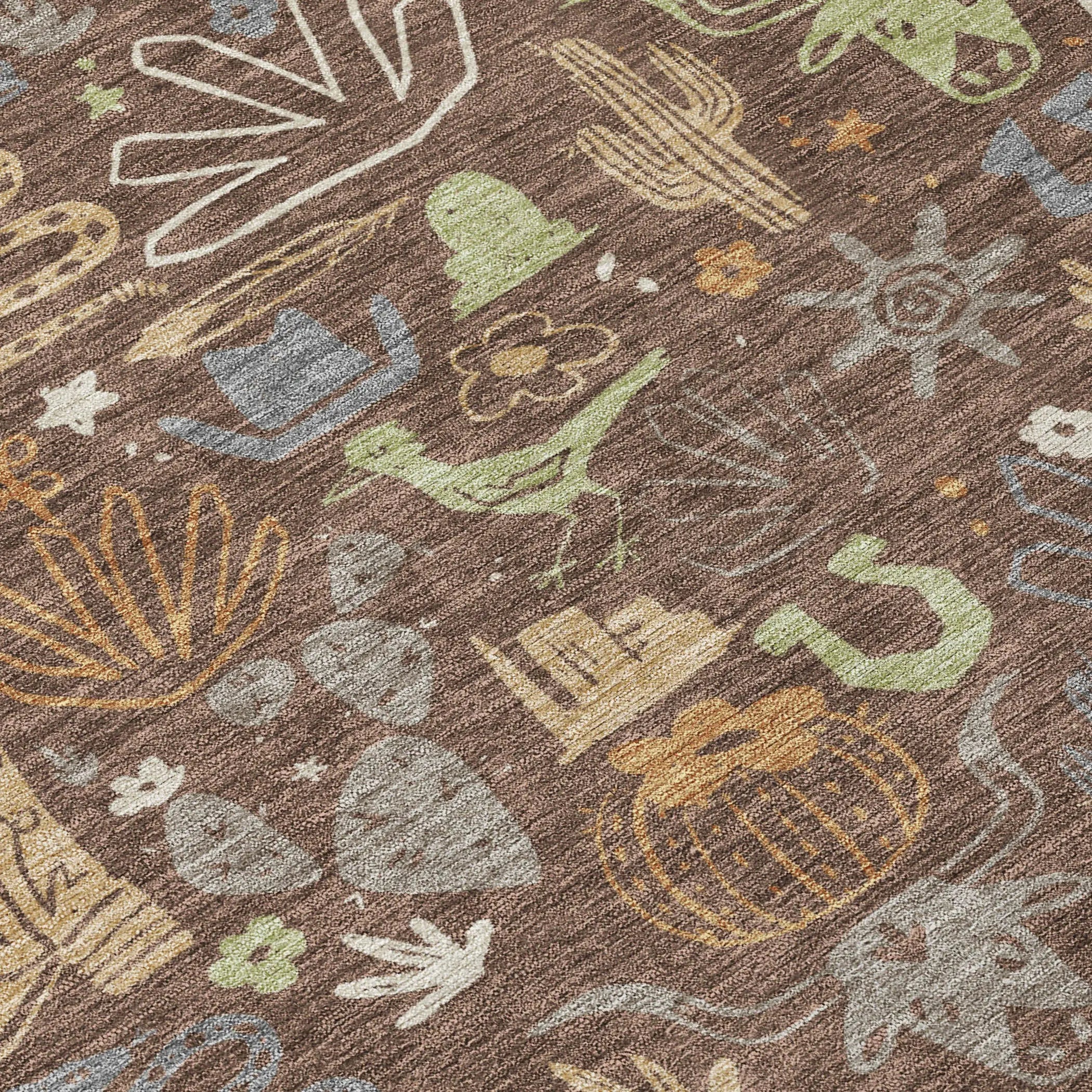 5' X 8' Chocolate And Beige Cactus Washable Indoor Outdoor Area Rug Homeroots Outdoor