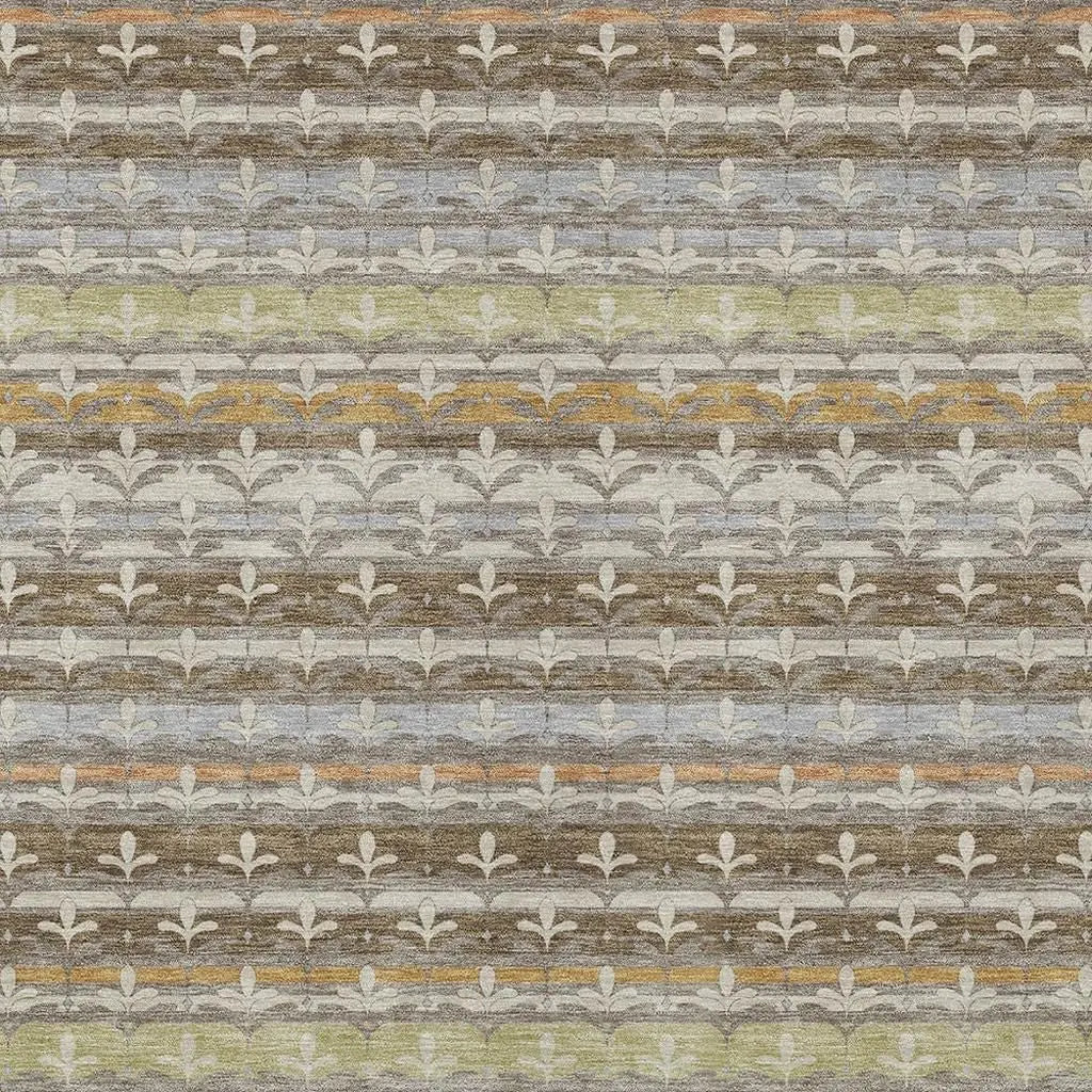 5' X 8' Chocolate And Beige Damask Washable Indoor Outdoor Area Rug Homeroots Outdoor