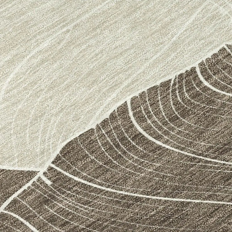 Beige and brown abstract area rug with textured waves design, perfect for modern home decor.