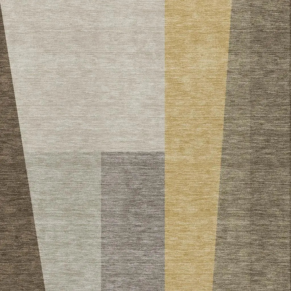 5' X 8' Chocolate And Beige Geometric Washable Indoor Outdoor Area Rug Homeroots Outdoor
