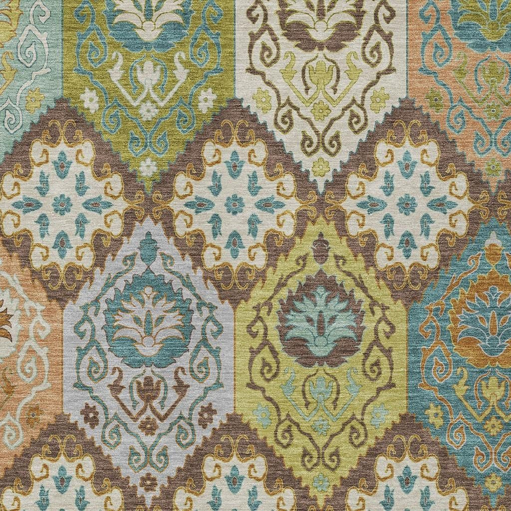 5' X 8' Chocolate And Beige Geometric Washable Indoor Outdoor Area Rug Homeroots Outdoor