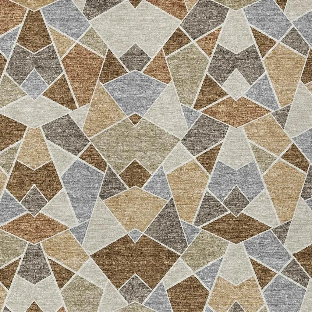 5' X 8' Chocolate And Beige Geometric Washable Indoor Outdoor Area Rug Homeroots Outdoor