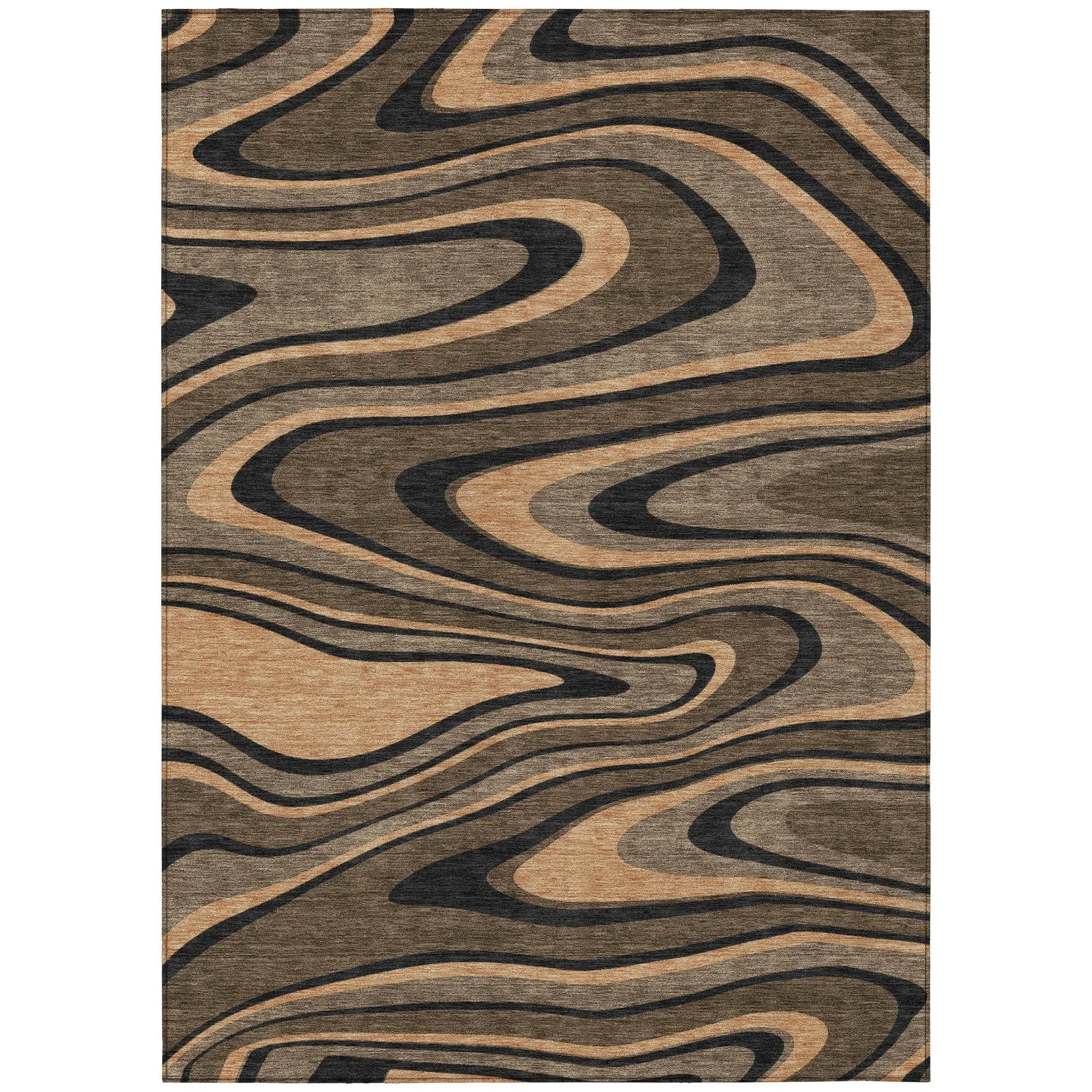 5' X 8' Chocolate And Black Abstract Washable Indoor Outdoor Area Rug Homeroots Outdoor
