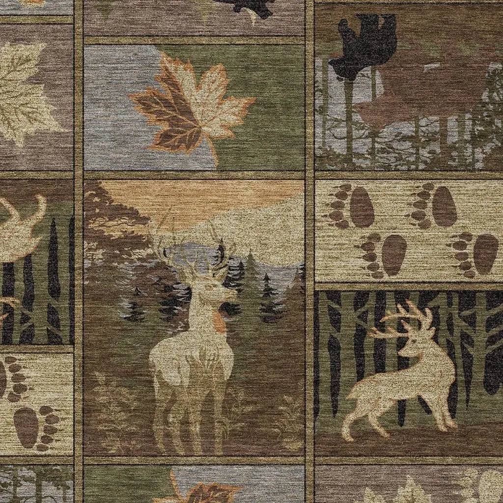 5' X 8' Chocolate And Black Bear Washable Indoor Outdoor Area Rug Homeroots Outdoor