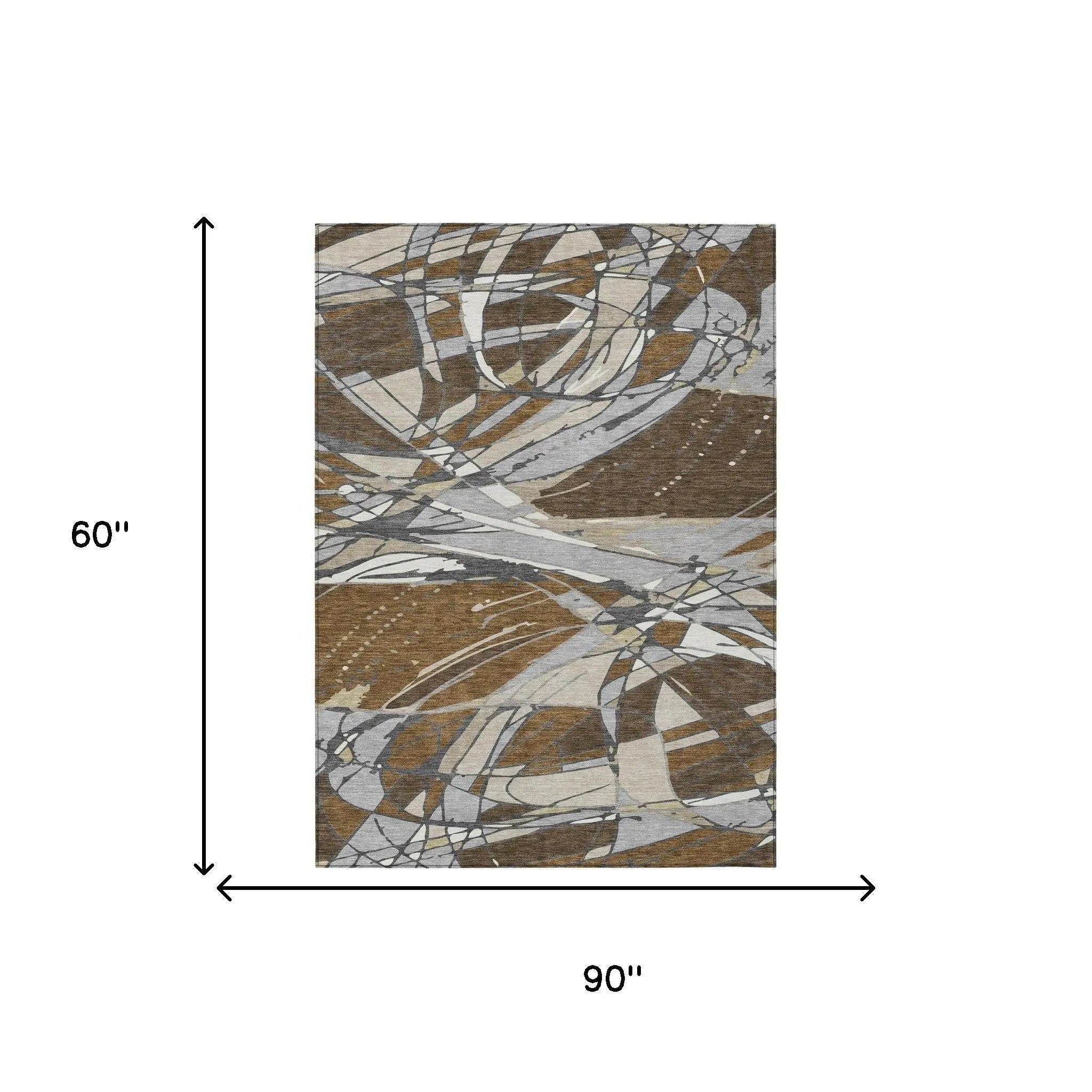 5' X 8' Chocolate And Brown Abstract Washable Indoor Outdoor Area Rug Homeroots Outdoor