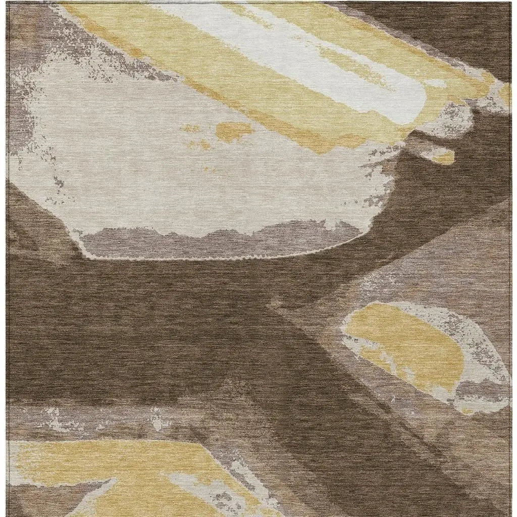 5' X 8' Chocolate And Brown Abstract Washable Indoor Outdoor Area Rug Homeroots Outdoor