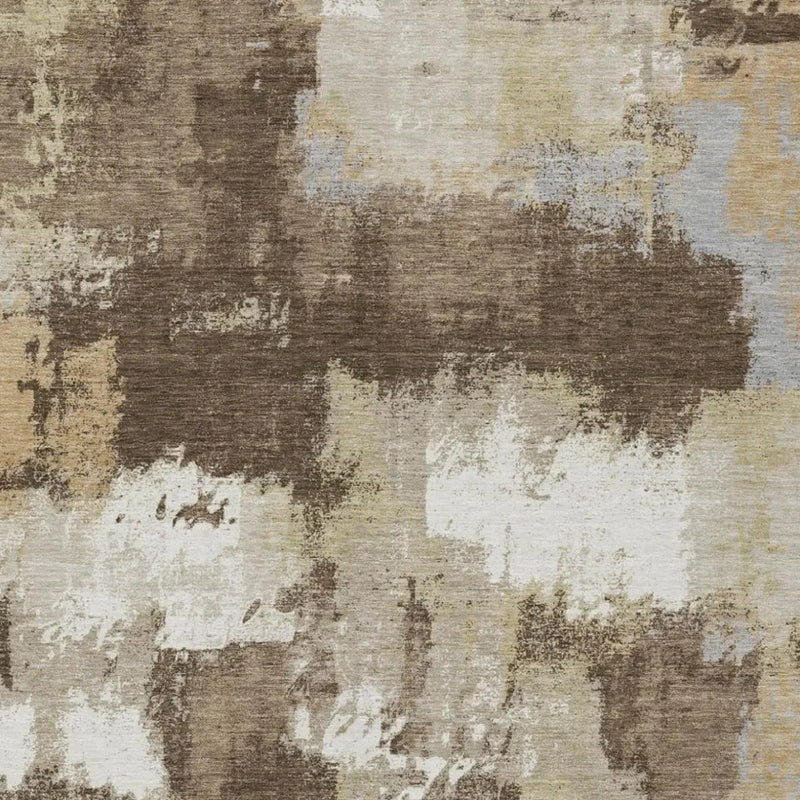 5' X 8' Chocolate And Brown Abstract Washable Indoor Outdoor Area Rug Homeroots Outdoor