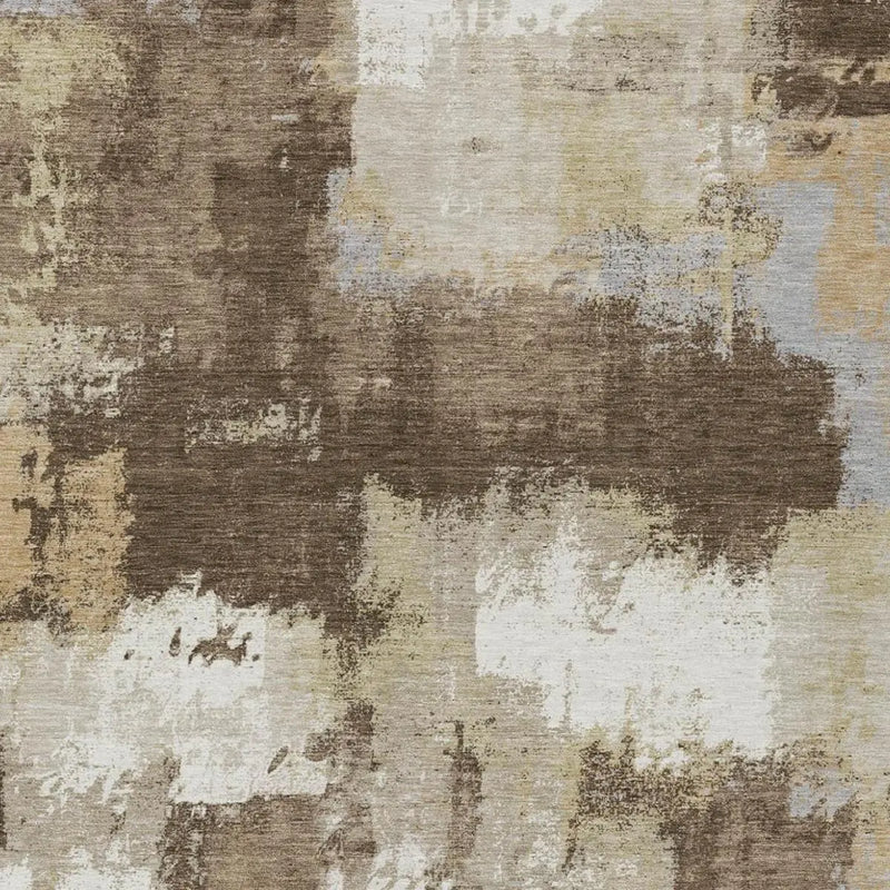5' X 8' Chocolate And Brown Abstract Washable Indoor Outdoor Area Rug Homeroots Outdoor