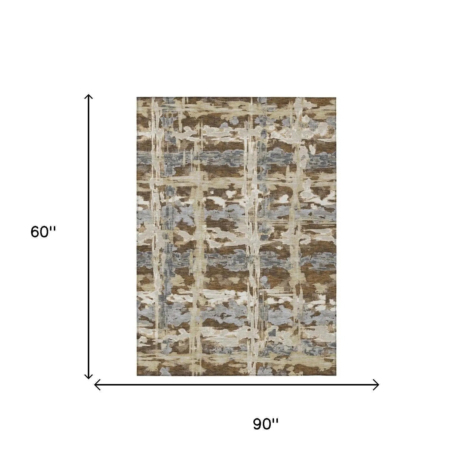 5' X 8' Chocolate And Brown Abstract Washable Indoor Outdoor Area Rug Homeroots Outdoor