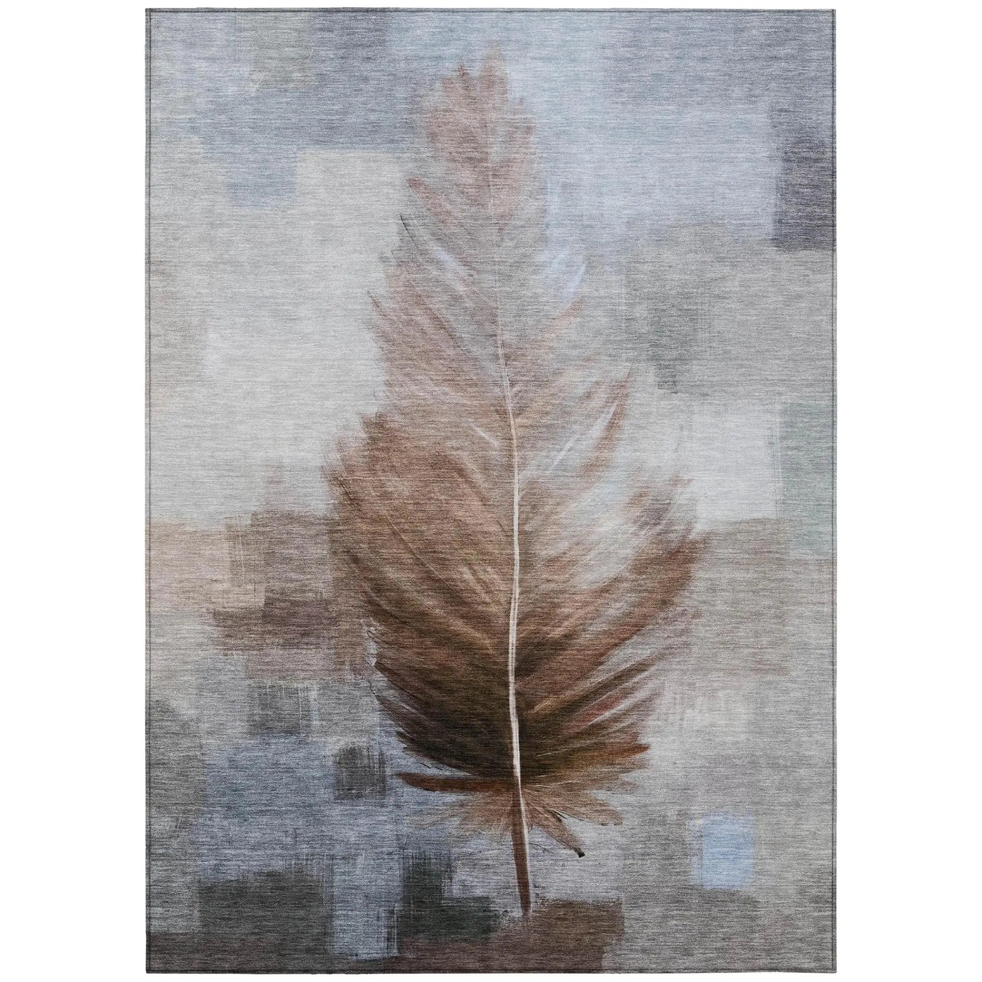 5' X 8' Chocolate And Brown Botanical Leaves Washable Indoor Outdoor Area Rug Homeroots Outdoor