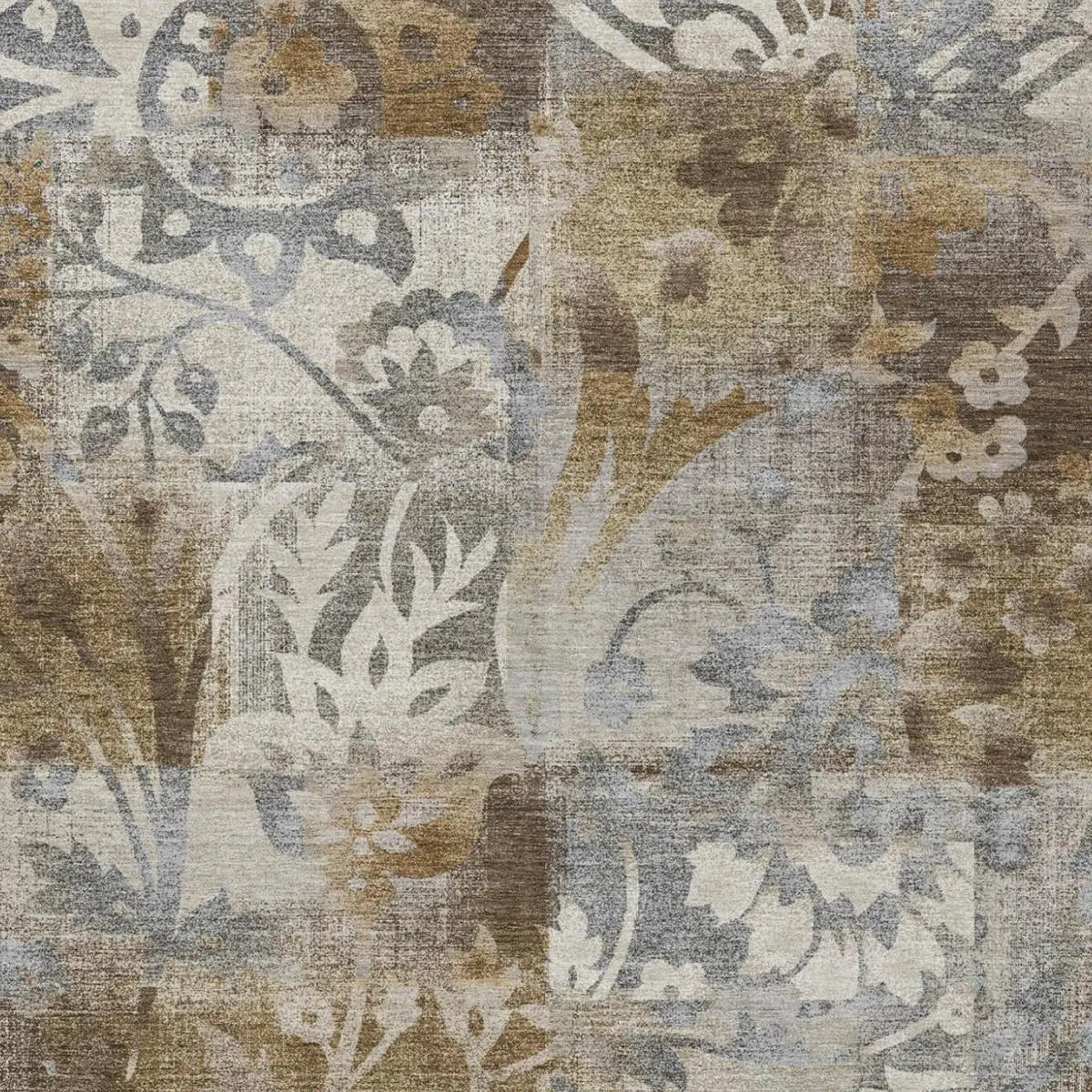 5' X 8' Chocolate And Brown Botanical Leaves Washable Indoor Outdoor Area Rug Homeroots Outdoor