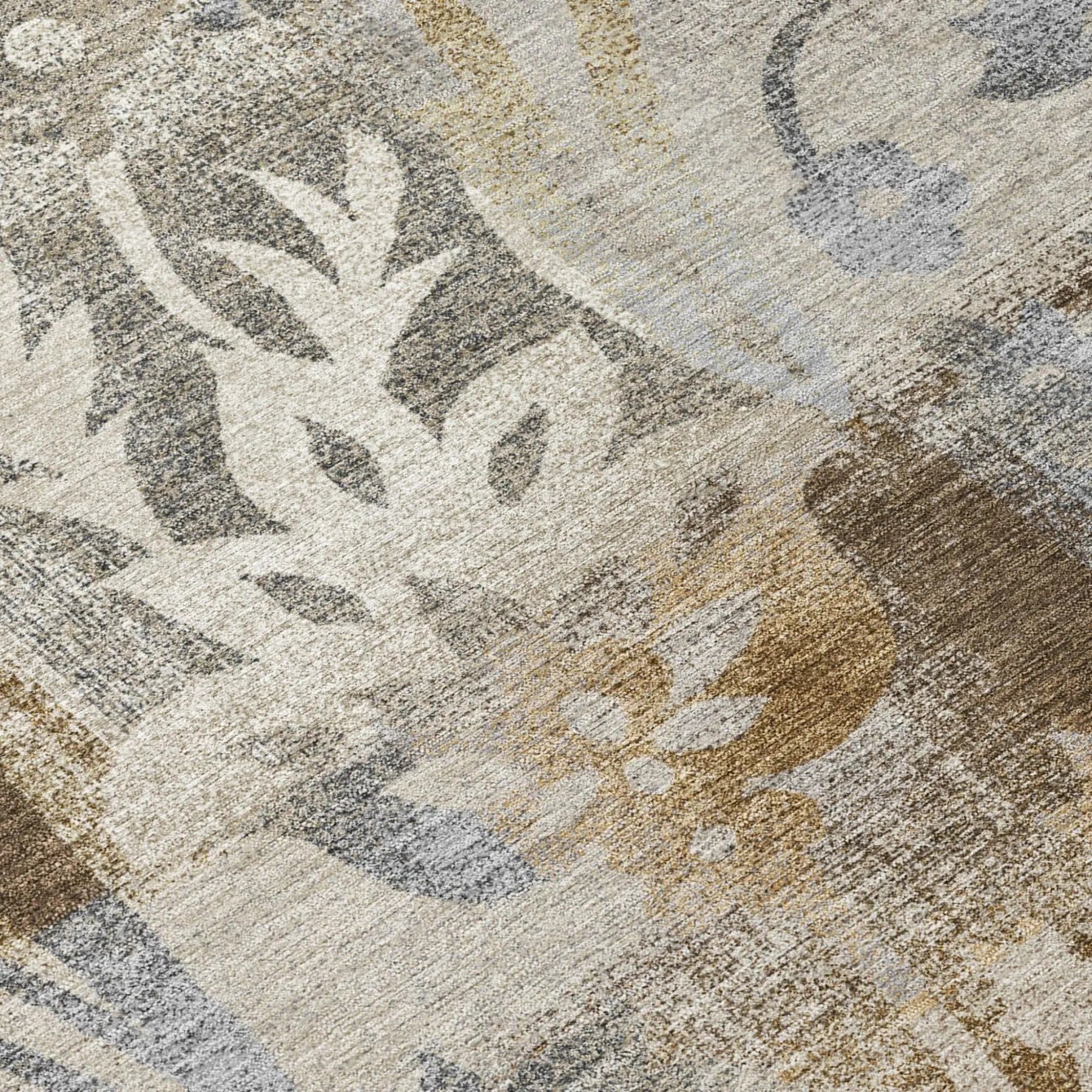 5' X 8' Chocolate And Brown Botanical Leaves Washable Indoor Outdoor Area Rug Homeroots Outdoor
