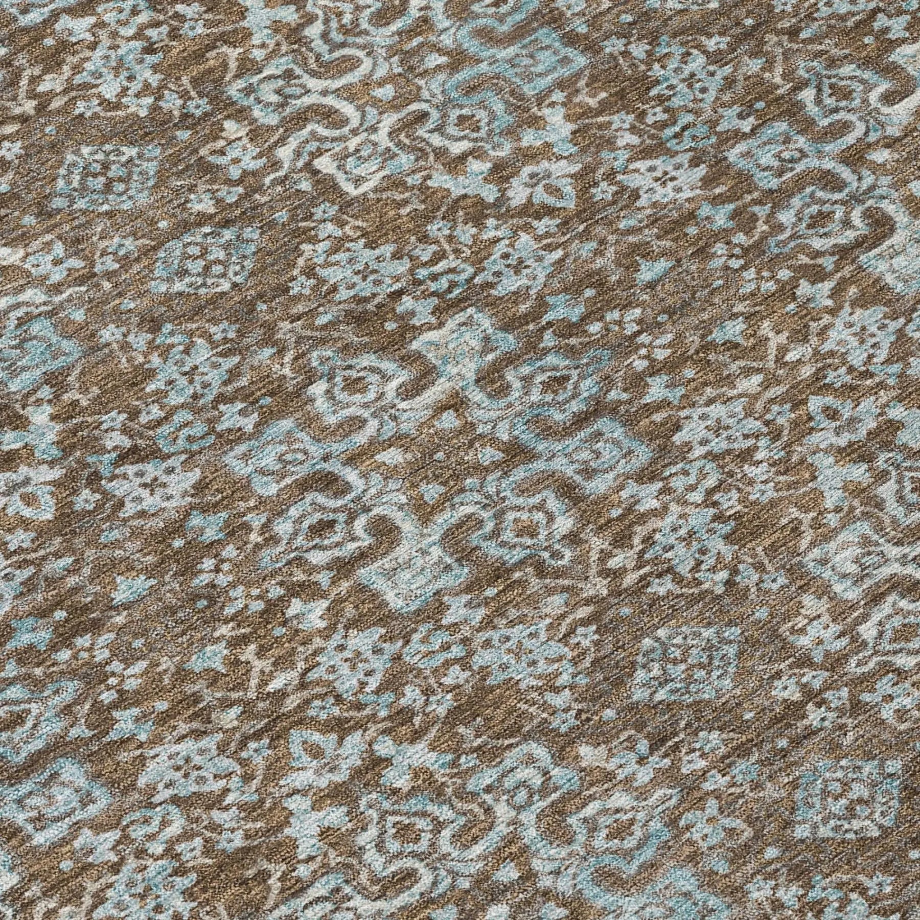 5' X 8' Chocolate And Brown Damask Washable Indoor Outdoor Area Rug Homeroots Outdoor