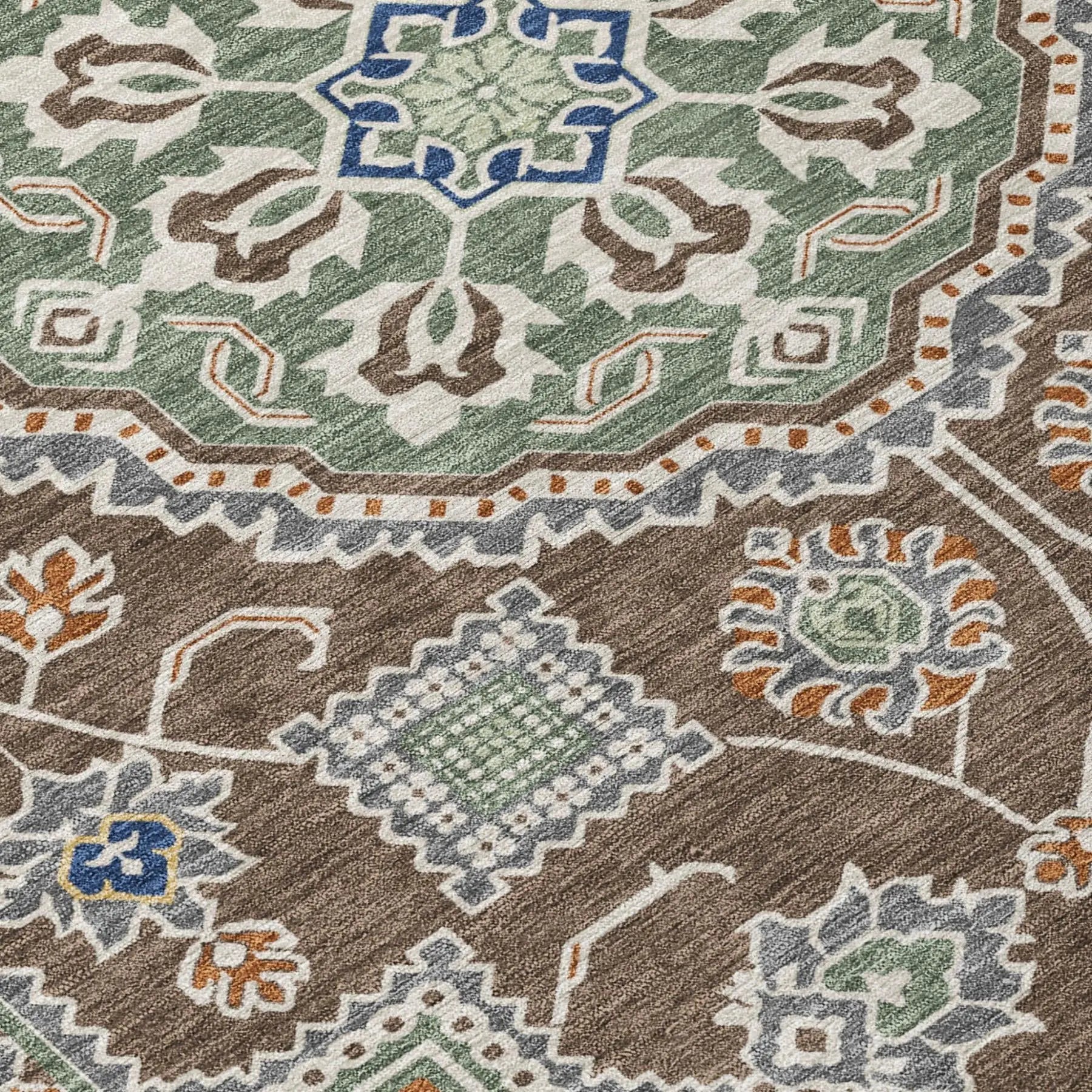 5' X 8' Chocolate And Brown Floral Medallion Washable Indoor Outdoor Area Rug Homeroots Outdoor