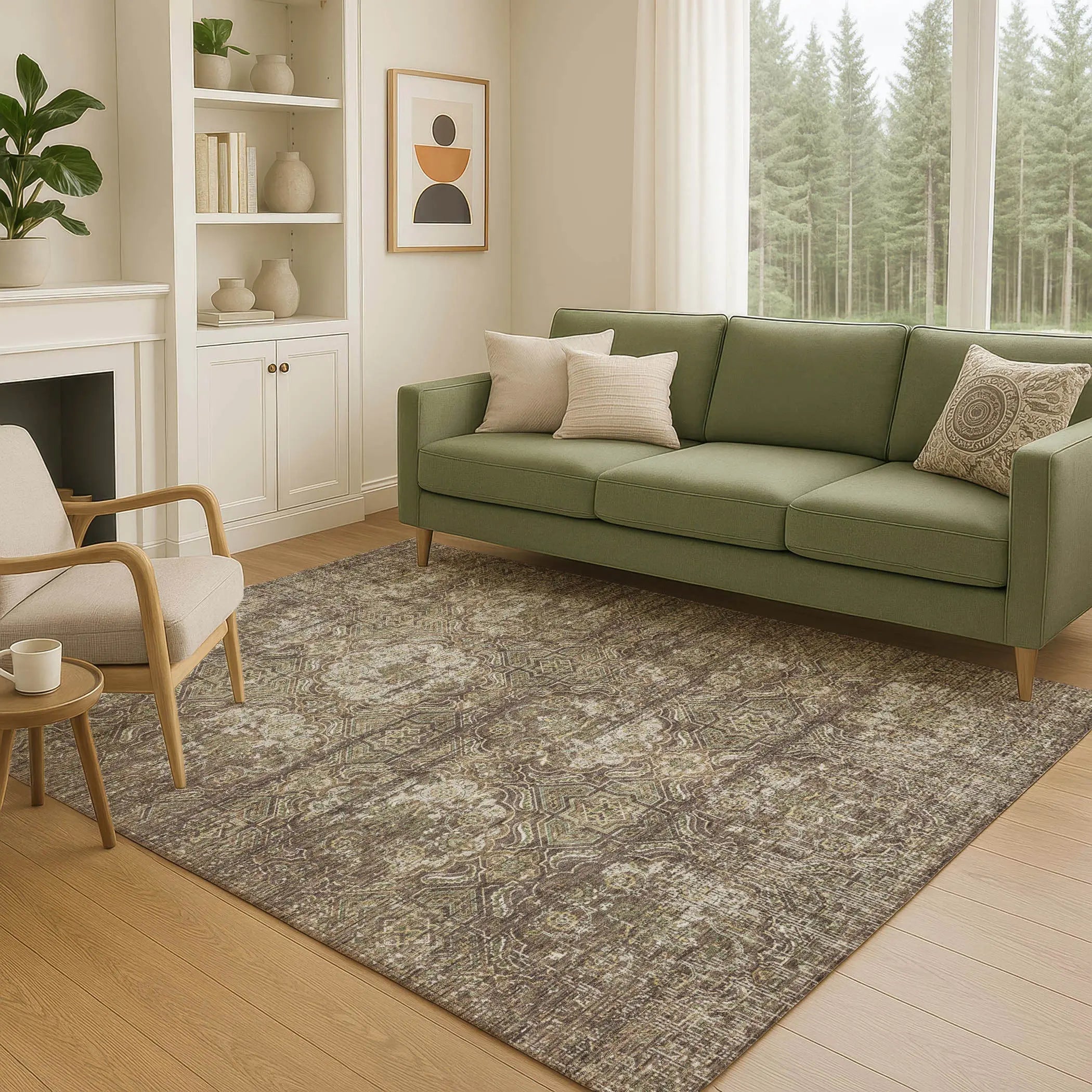 5' X 8' Chocolate And Brown Floral Washable Indoor Outdoor Area Rug Homeroots Outdoor