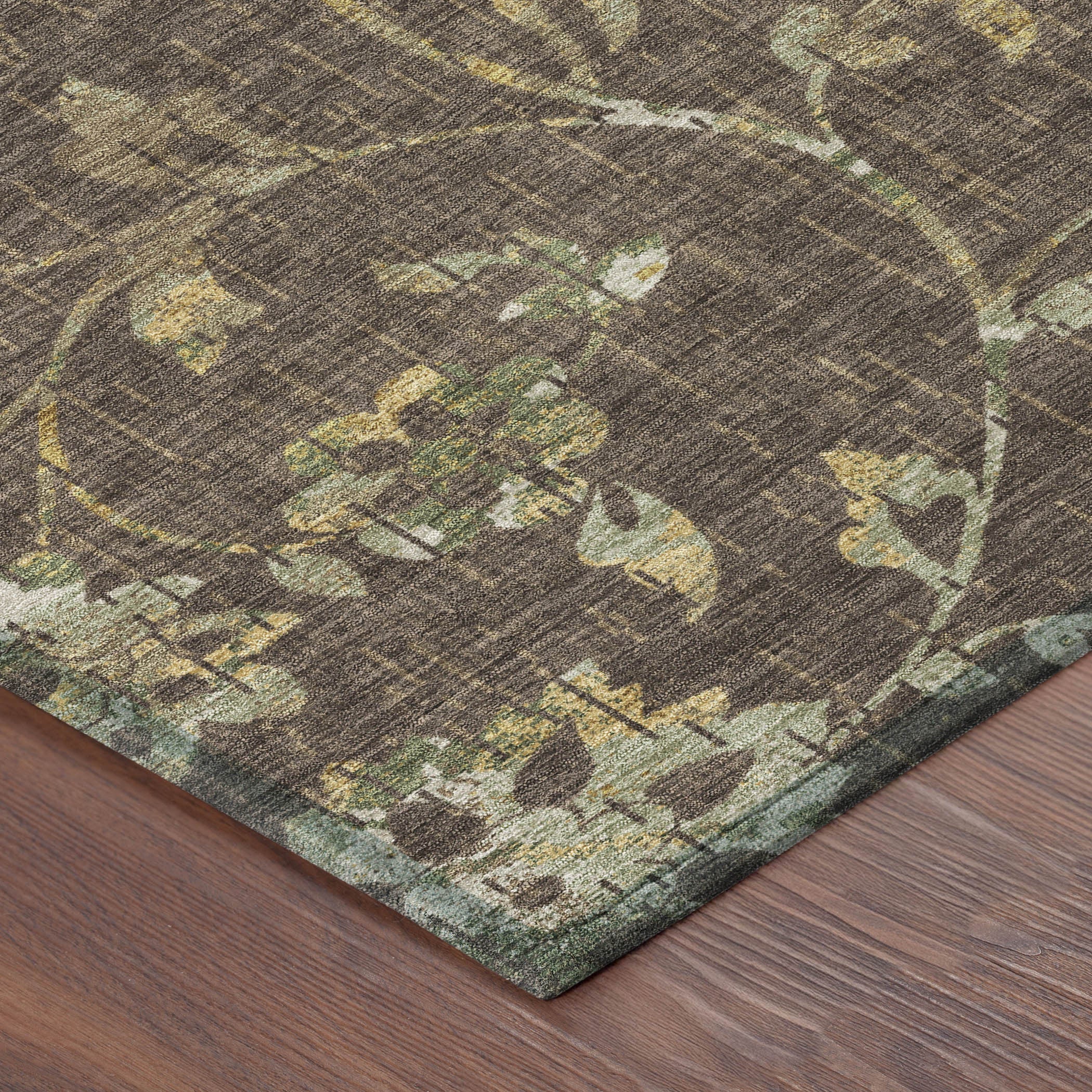 5' X 8' Chocolate And Brown Floral Washable Indoor Outdoor Area Rug Homeroots Outdoor