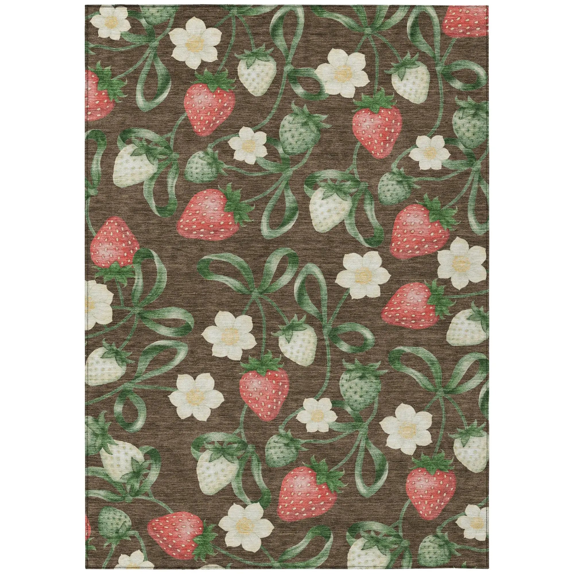 5' X 8' Chocolate And Brown Floral Washable Indoor Outdoor Area Rug Homeroots Outdoor