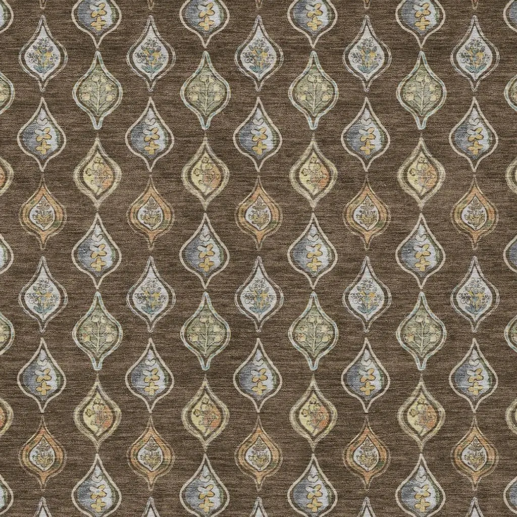 5' X 8' Chocolate And Brown Floral Washable Indoor Outdoor Area Rug Homeroots Outdoor