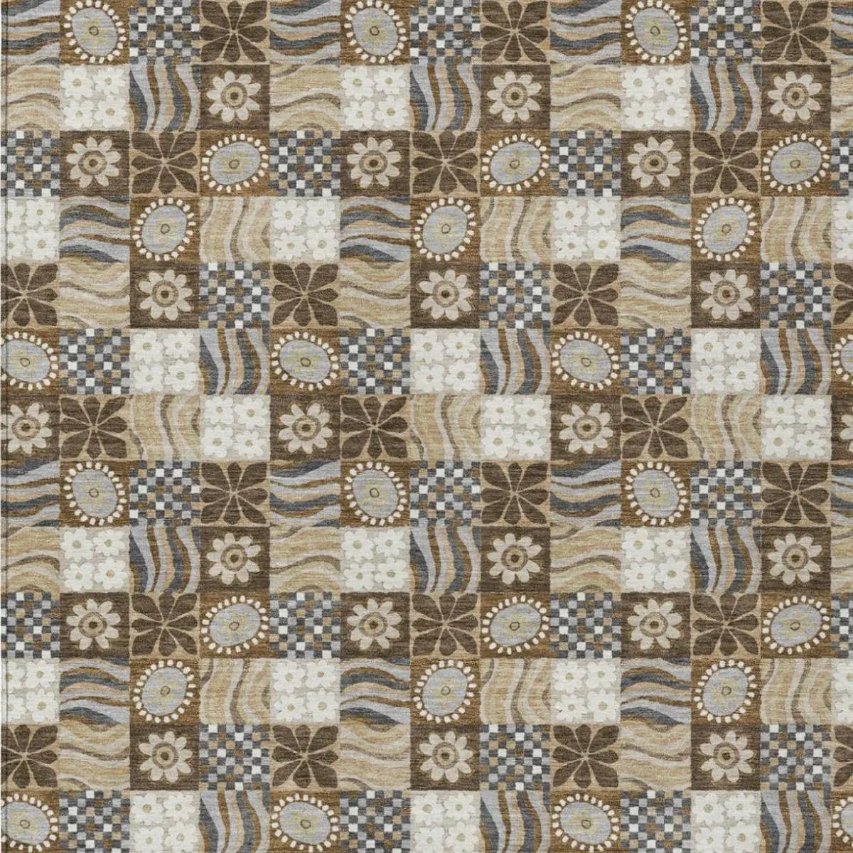 5' X 8' Chocolate And Brown Floral Washable Indoor Outdoor Area Rug Homeroots Outdoor