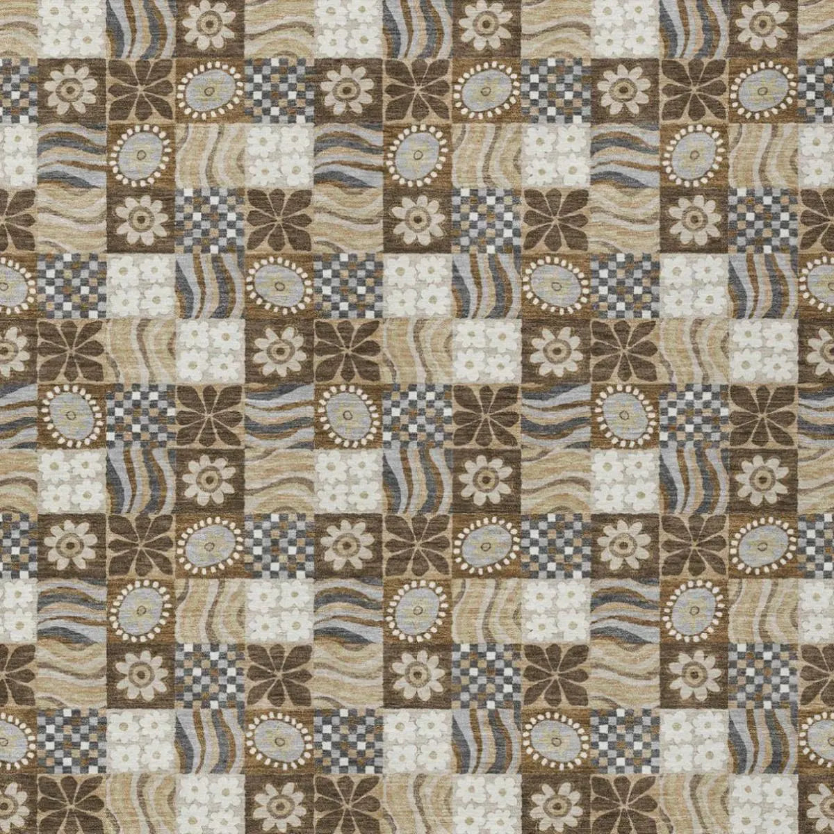 5' X 8' Chocolate And Brown Floral Washable Indoor Outdoor Area Rug Homeroots Outdoor