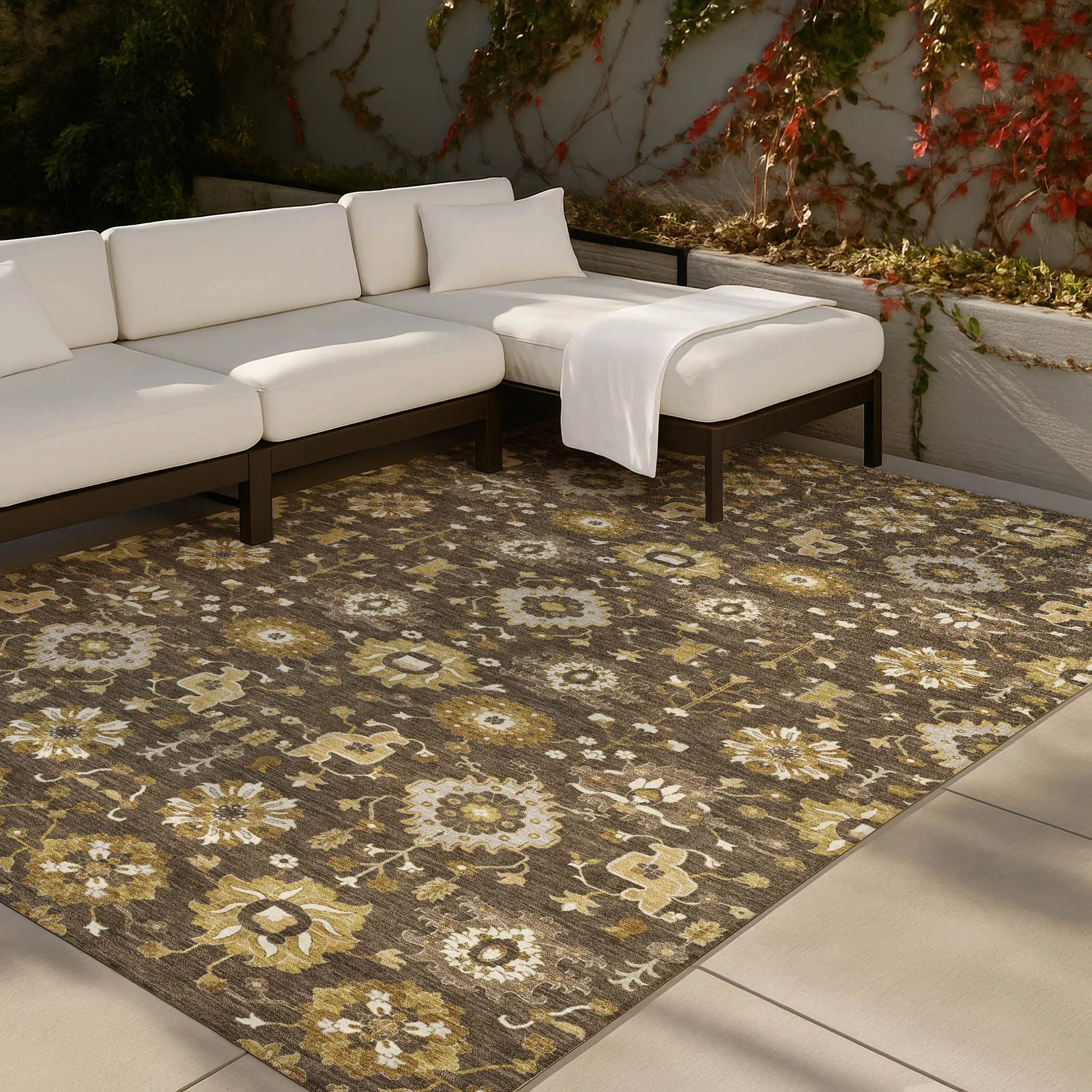 5' X 8' Chocolate And Brown Geometric Washable Indoor Outdoor Area Rug Homeroots Outdoor