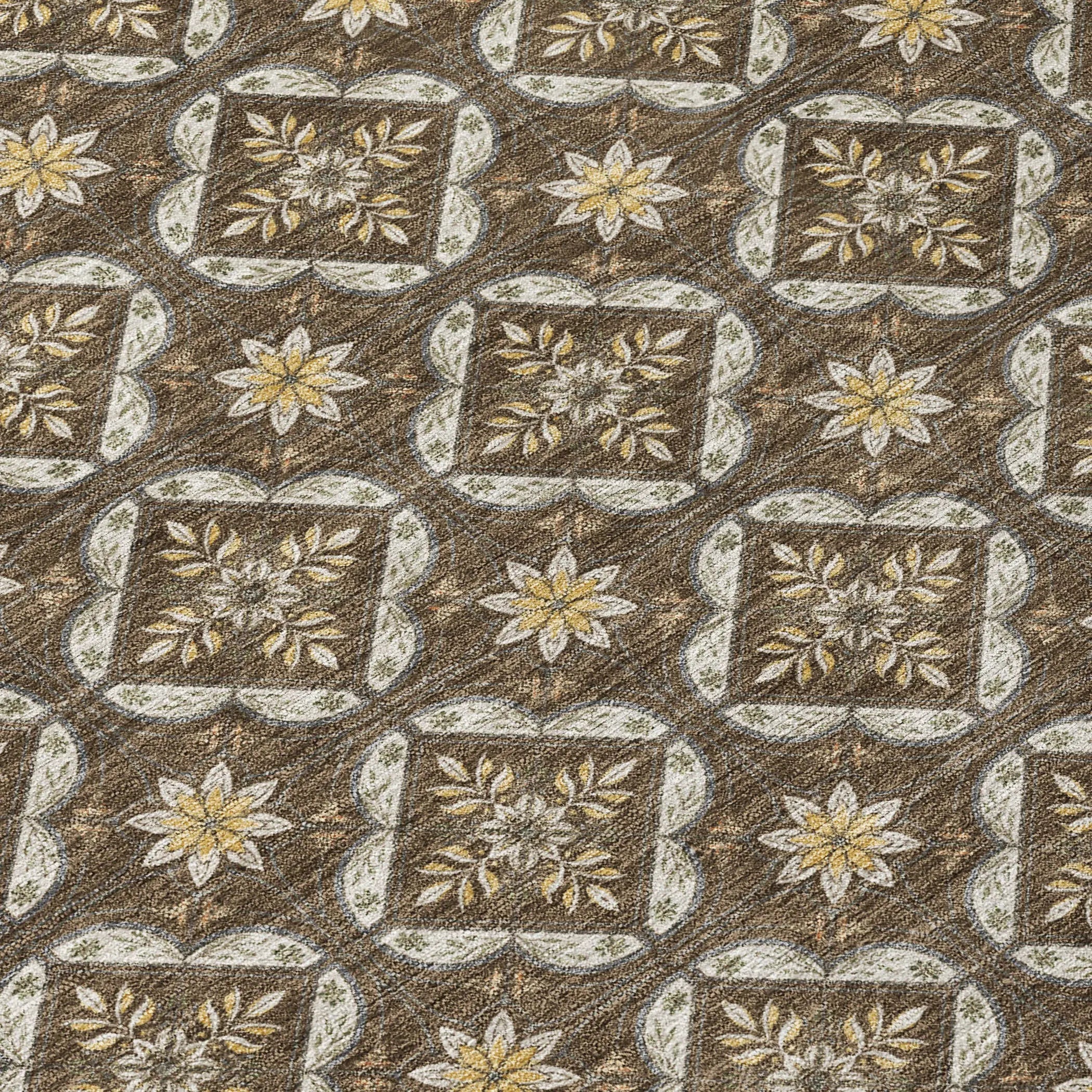 5' X 8' Chocolate And Brown Geometric Washable Indoor Outdoor Area Rug Homeroots Outdoor